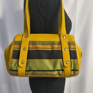 Rare Emporio Armani Leather & Jacquard Shoulder Bag - Made In Italy -